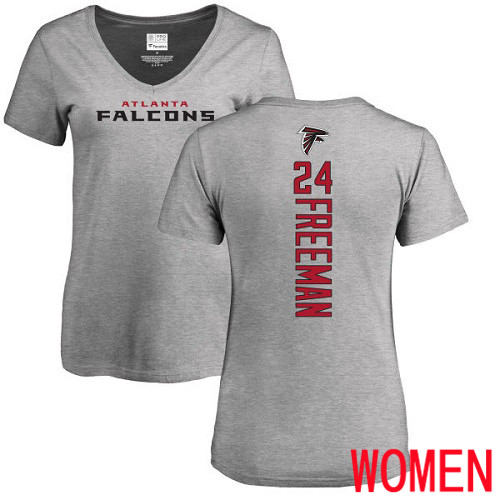 Atlanta Falcons Ash Women Devonta Freeman Backer NFL Football #24 T Shirt->women nfl jersey->Women Jersey